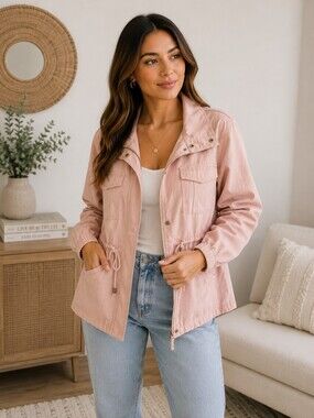Old Navy Canvas Utility Jacket Cotton Pink Medium Like New